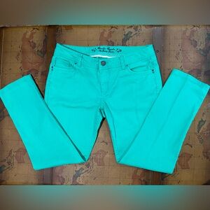 Cache Cache Green Tapered Cropped Women's Jeans Denim Golf Casual Slacks Chinos